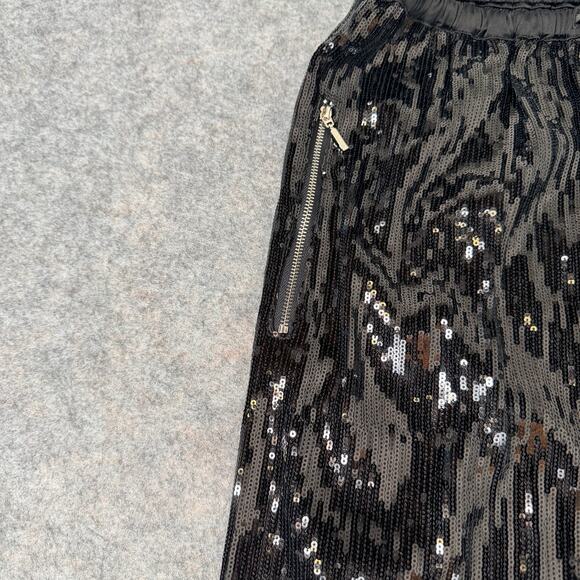 MsKIN6 Womens Black Sequin Shiny Loose Fit Wide Leg Dress Party Pants Size Large - Picture 9 of 13